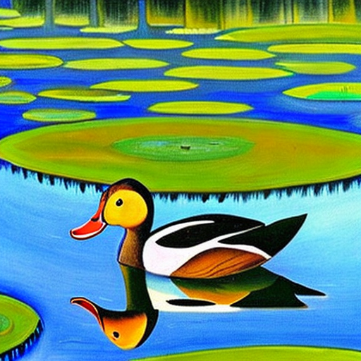 roerich3_0's tweet photo. Take a moment to appreciate the tranquility and beauty of this artwork featuring wild ducks in a pond. Thanks to MagicFlute's AI-generated art, you can bring this peacefulness into your home. Mint your own piece today at https://t.co/6UxVafp46o #magicfluteart @magicflute_art https://t.co/CTYkcszdJf