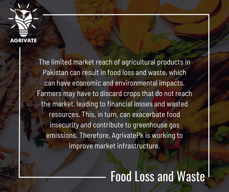 AgrivatePk's tweet photo. (2/2)#Farmers may have to discard #crops that do not reach the market,leading to #financial #losses and wasted #resources. This, in turn, can exacerbate #foodinsecurity and contribute to #greenhouse gas emissions. Therefore, #AgrivatePk is working to improve #marketinfrastructure https://t.co/PbTElsjARm