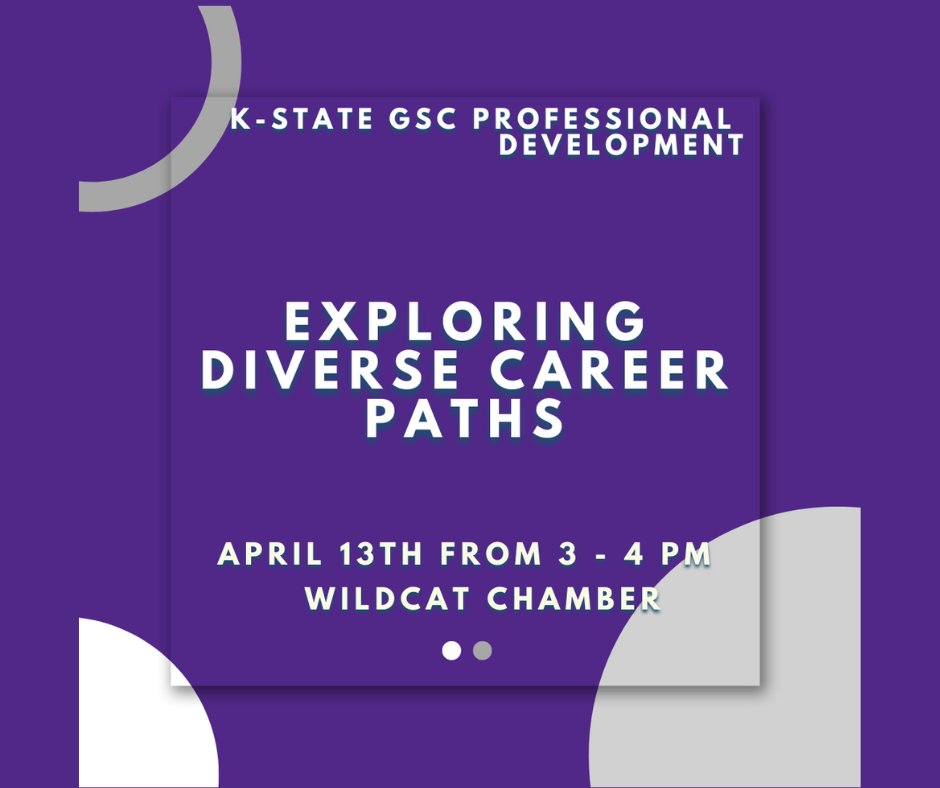KStateGSC's tweet photo. Join us for a panel discussion on "Exploring Diverse Career Paths" with professionals from industry and government. 

Our panelists will share their experiences, insights, and advice on navigating different career paths. https://t.co/AimHS10Zw3