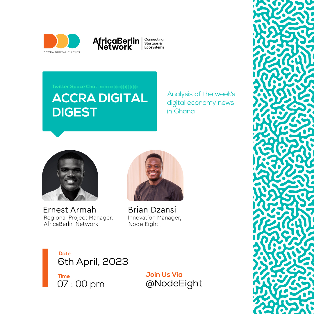 We invite you to join our #AccraDigitalDigest Twitter Space, which will be live today at 7 PM.

<a href="/mrashitey/">NII</a> and <a href="/dzansibrian/">Dzidefo</a> are our expert speakers who are all set to dive into the week's analysis of Ghana's #digitaleconomy.

Set a reminder now: x.com/i/spaces/1ynJO…