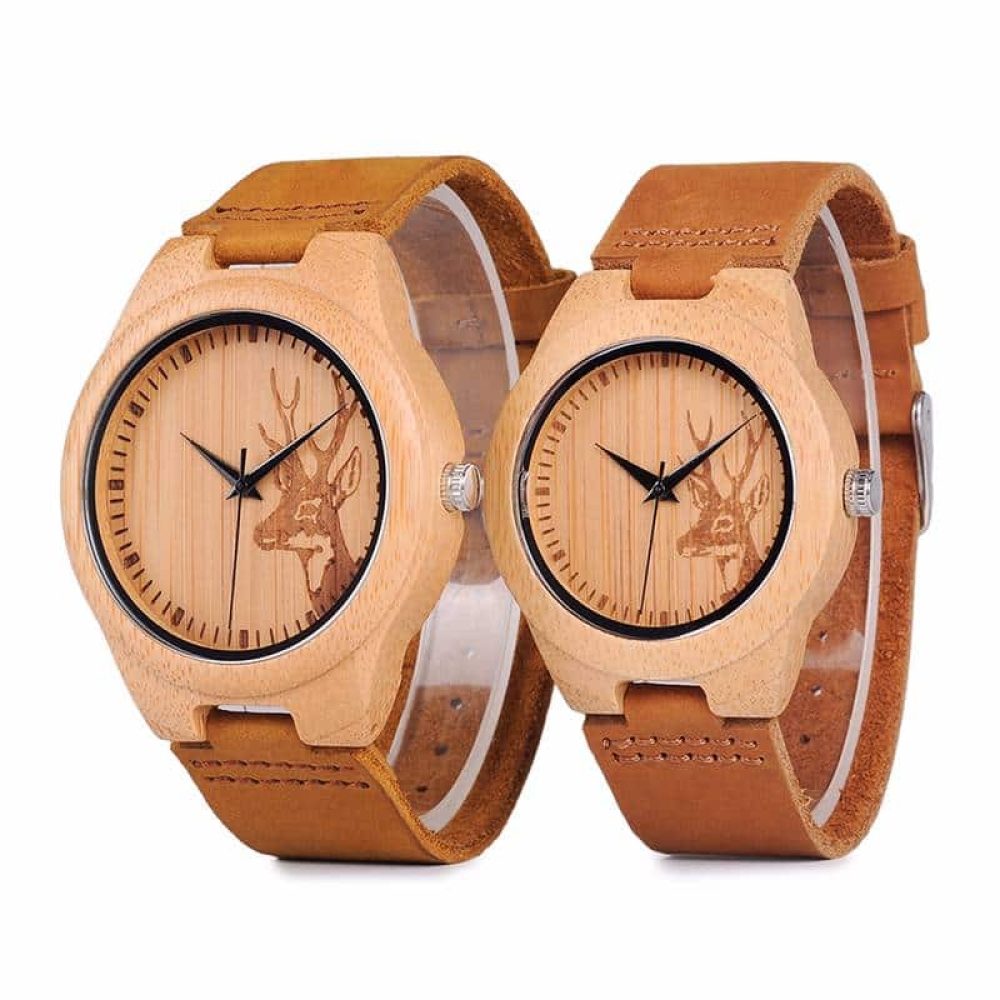Wooden Watch with Soft Brown Leather Strap for Couples and Lovers #woodenWatch #watcheslovers woodenaurora.com/wooden-watch-w…