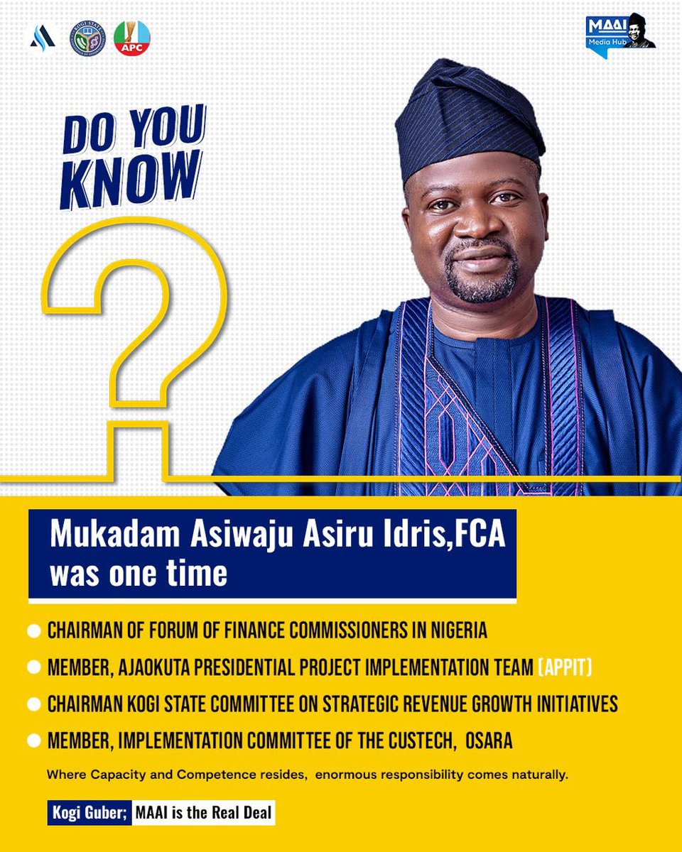 scarfizal's tweet image. Asiwajus stewardship and public service sojourn has adequately shaped and prepared him to take on the higher task of advancing the development of the confluence State 

#KogiFirstThePeopleFirst 
#SecuringTheFuture 
#AsiwajuWeWant