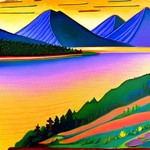 roerich3_0's tweet photo. Nicholas Roerich, eat your heart out! Our AI-generated art just created a stunning masterpiece of colorful mountains on a tranquil lake. Mint it on Ethereum and make it yours! #magicfluteart @MagicFlute_Art #aiart #StableDiffusionAI https://t.co/6PWS29n1u1