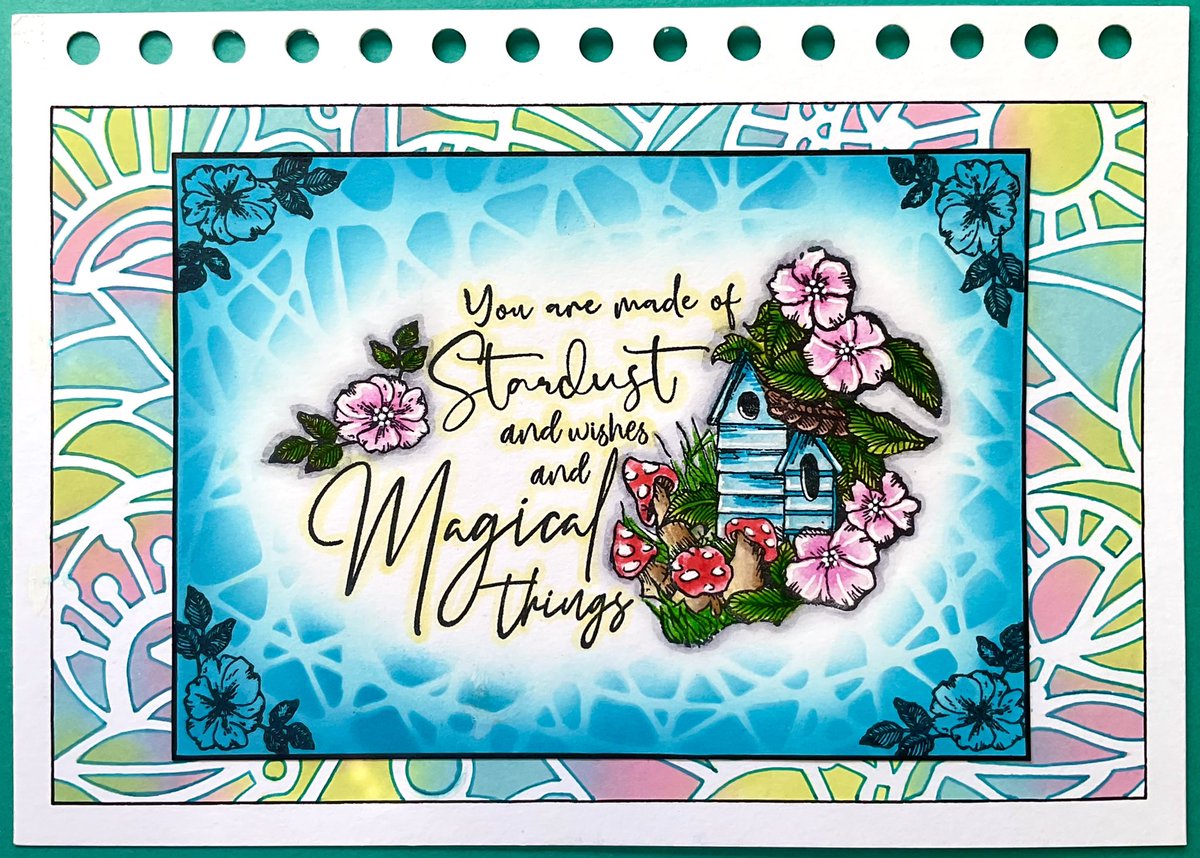 New art journal page, using stamps and stencils from AALL &amp; Create. #stamping #colouring #crafting #stencilling #stamps #stencils