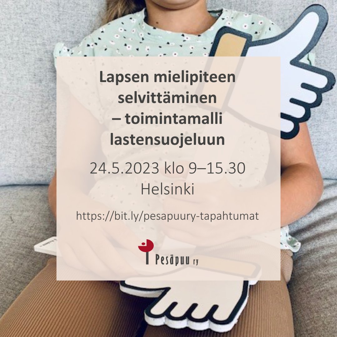 PesapuuRy's tweet photo. Hei #lastensuojelu'n #sosiaalityöntekijä't, johtavat #sosiaalityöntekijät, ohjaajat ja #perhehoitaja't! Koulutus alle kouluikäisen #lapsen mielipiteen selvittämisestä lastensuojelussa &amp; perehdytys toimintamalliin tulossa toukokuussa.

👉 https://t.co/cFpdW8N9iw https://t.co/90asJfjRJK