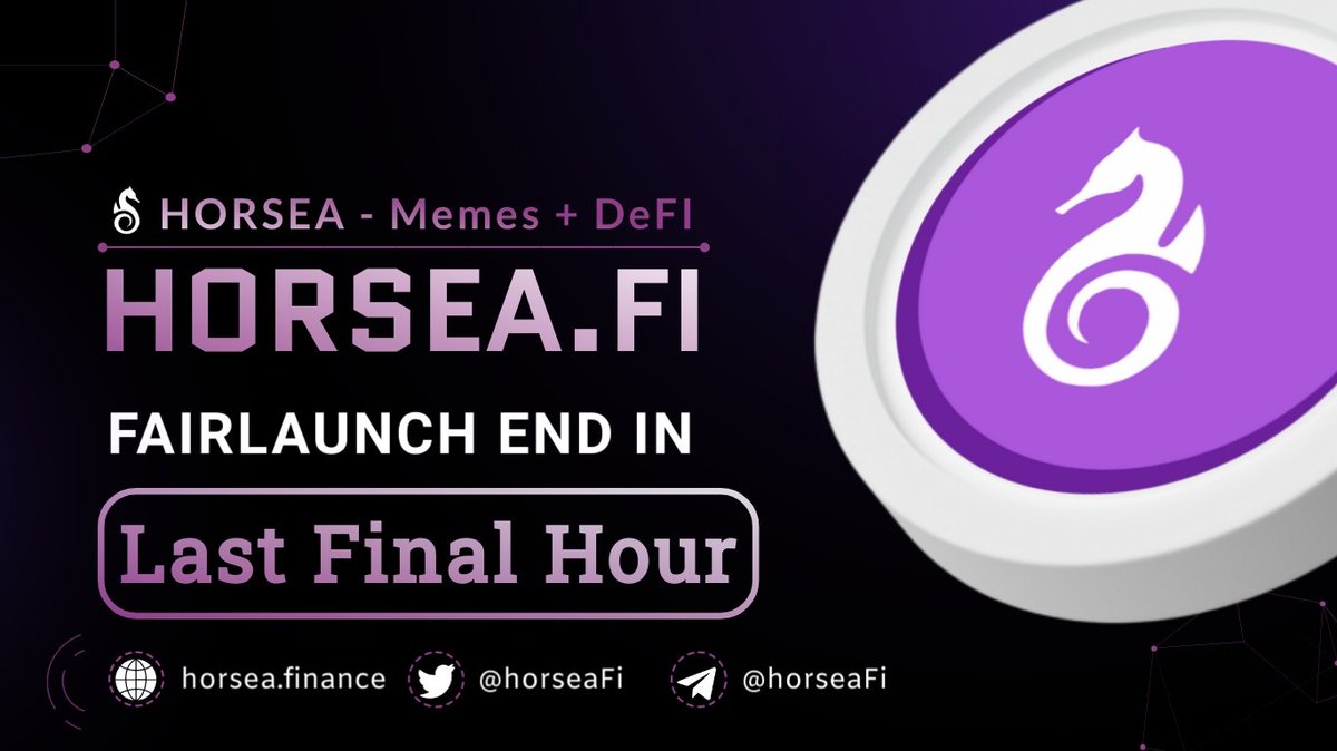 🐳 HorseaFi (HORSEA)

➡️ Last Hour Left to End.

➡️ Join Now! Don't Miss HorseaFi Project.   

😊 Fairlaunch link: pinksale.finance/launchpad/0x5b…
