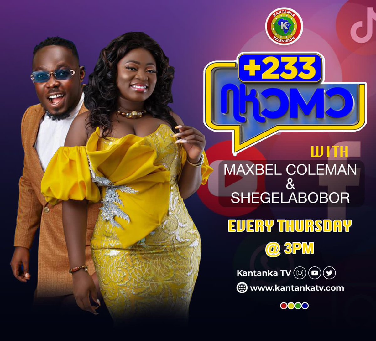 MaxbelColeman's tweet photo. It’s Today And We Ready With Great Entertainment On Your Screen At 3pm On Kantanka Tv. Join Us Let’s Gist On What’s Trending On Social Media 👌

#socialmedia #trends #gist #explore #tvshow #maxbelcoleman #explorepage https://t.co/Q3poUuID8M