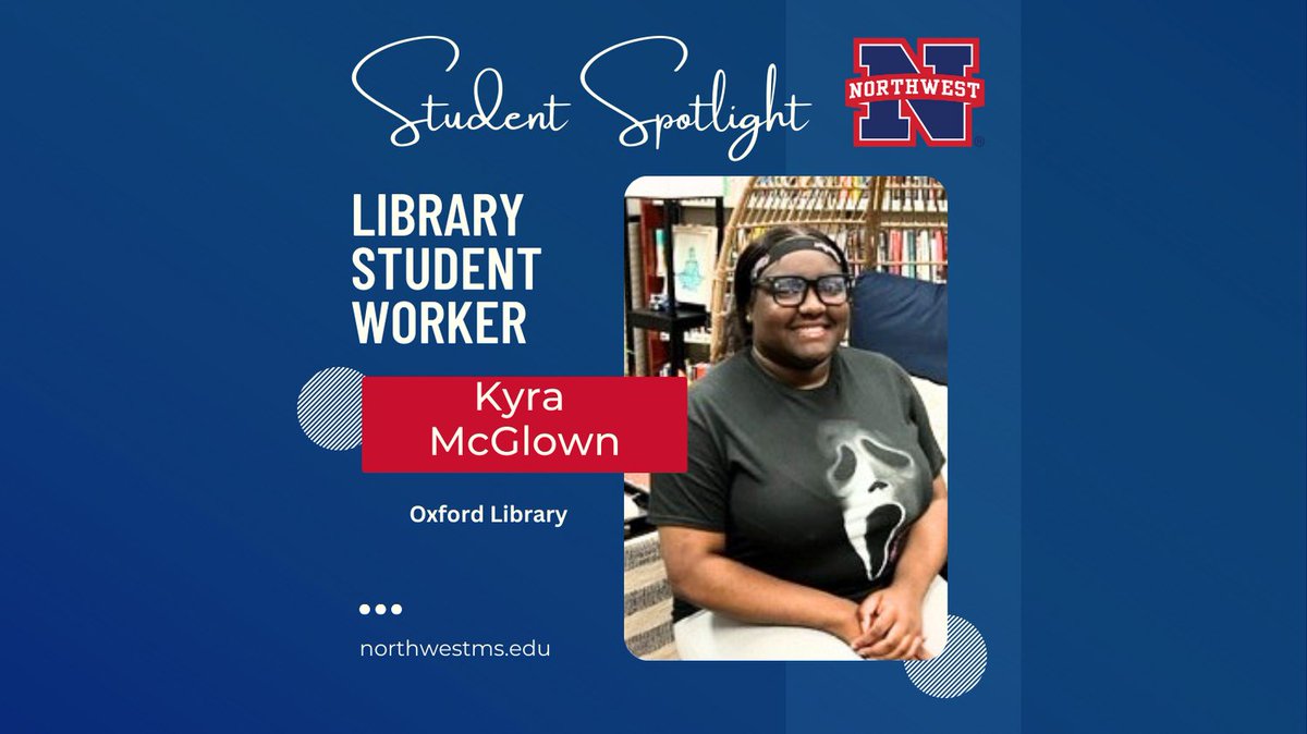 NWCC_Library's tweet image. We are so pleased to introduce you to our wonderful and hard-working student workers at our libraries. Head Librarian of our Oxford campus library, Laura McCain, says that Kyra McGlown is a great asset to their library staff.  Thank you, Kyra! #GoRangers #CCMonth