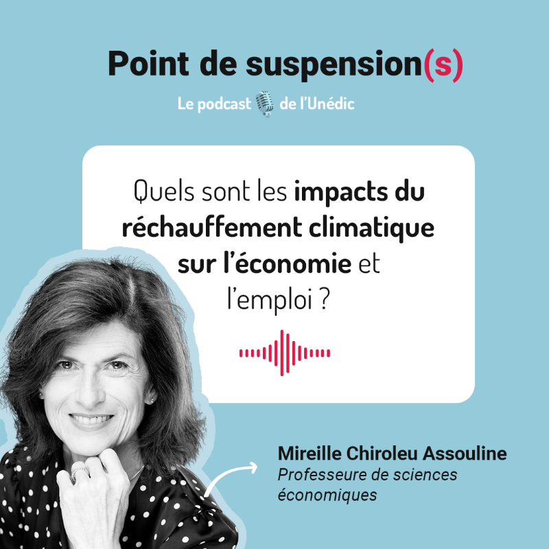 unedic's tweet photo. 🌍Le réchauffement climatique peut-il avoir un impact sur l’#économie et l’#emploi ❓
⚠️Mise en difficulté de nombreux secteurs, baisse du PIB...
🎙️Dans le nouvel #PointDeSuspensions animé par @Lea_Lejeune, retrouvez l'analyse de l'économiste de l'#environnement @MChiroleuA⤵️
