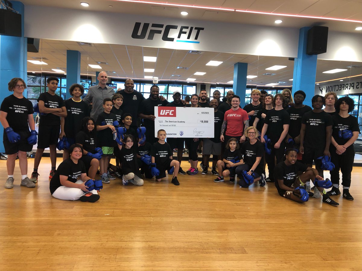 Scottjorgensen's tweet photo. Yesterday we launched UFC Gym x UFC Foundation partnership  in South Florida with The American Academy and @SugaRashadEvans. This partnership gives these kids an opportunity to discover and empower their fighting spirit through martial arts and fitness. https://t.co/ewIaL3ep05