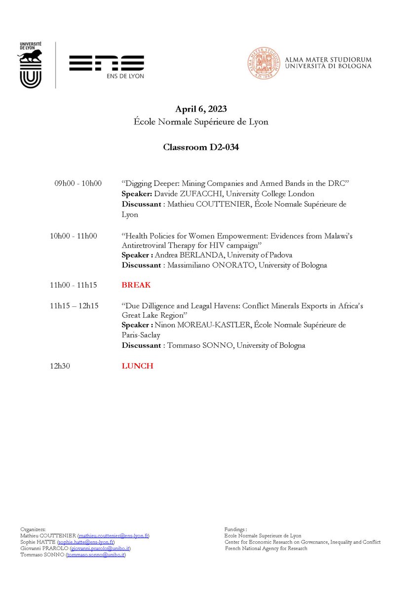 Terrific 1st Junior Workshop Bologna - ENS de Lyon held this week in Lyon. Great papers, fascinating exchanges and great social events!
Can't wait for the second workshop to be held in Bologna next year!
co-organized with the best team @Sophie_Hatte <a href="/GPrarolo/">Giovanni Prarolo</a> &amp; T.Sonno