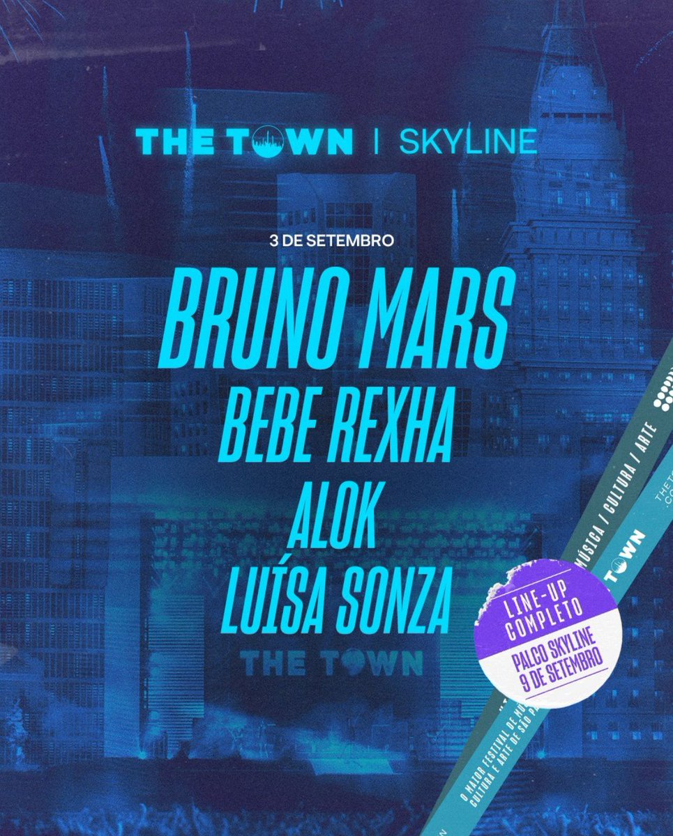 RexhaBrasil's tweet photo. Completando o line-up do dia 3 de setembro, @luisasonza se junta a @BebeRexha, @BrunoMars e @alokoficial no Palco Skyline do @thetownfestival! 🔥 https://t.co/veteOVqDp8