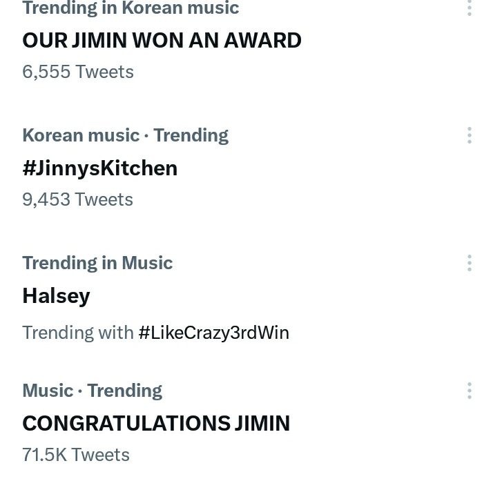 Lilly220302's tweet photo. WORLD WIDE TRENDING CURRENTLY ON TWITTER🌍
Congrats my love you deserve you
You so hard worked person👍🏻
We love you jimin 💜💓😭😭💜💓
CONGRATULATIONS JIMIN 💗
#Jimin3rdWin
CONGRATULATIONS JIMIN!🎉
OUR JIMIN WON AN AWARD🎉🎊
#LikeCrazy3rdWin
#우리지민이상받았네 https://t.co/xCcNiSS5M0