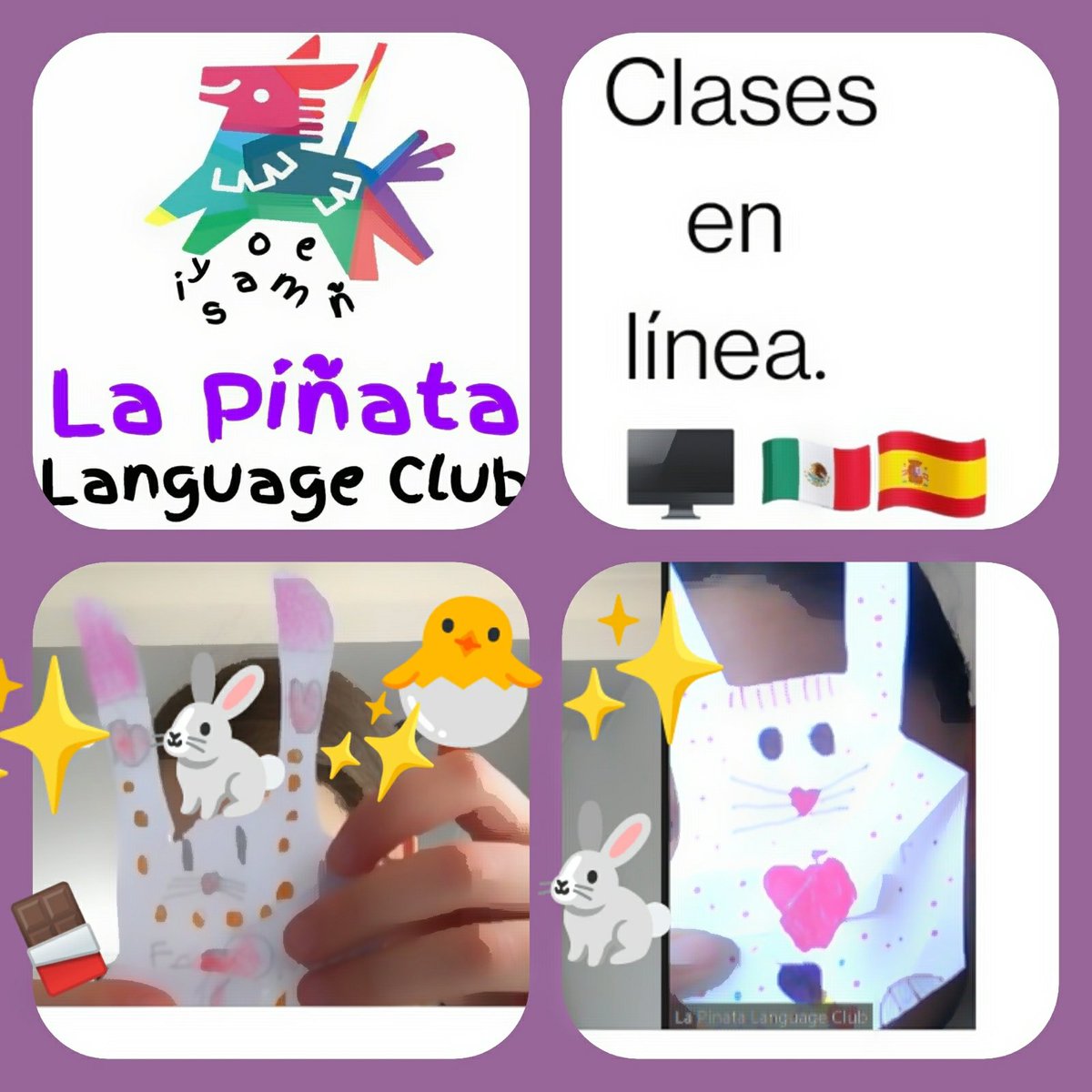 PinataLanguage's tweet image. Today we had a lovely Easter class online with one of our amazing students. She made a lovely Easter bunny! ¡Muy bonito conejito de Pascua!👏🏽🐇🐣