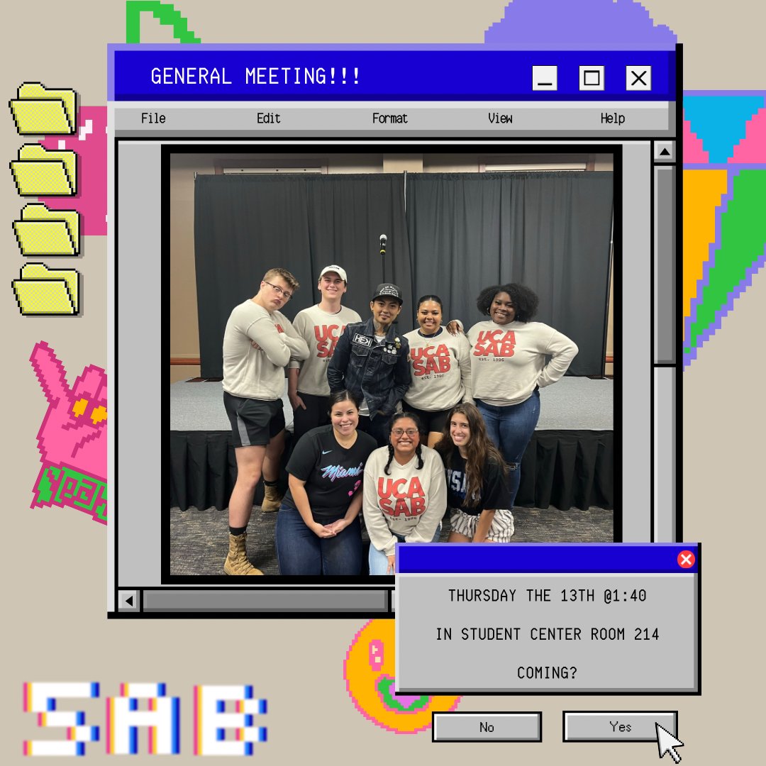 Monday Exec Board Applications go out and will close Friday the 14th :) Along with the application, our Sprung Survey is also coming out Monday. Finally, Thursday the 13th we have another General Meeting!