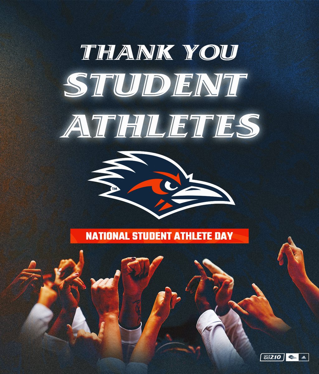 UTSAAthletics's tweet image. Happy #NationalStudentAthleteDay! 💙 

We want to thank all of our student-athletes for representing UTSA Athletics, and appreciate all of the hard work that they put in on the court, field, and classroom! 

#BirdsUp🤙 | #LetsGo210