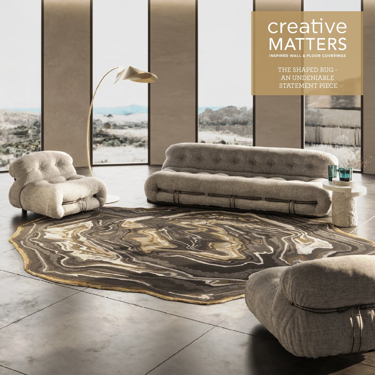cmi_design's tweet image. #Shapedrugs steal the spotlight - they’re a conversation piece on the floor. Over the last 35 years, we’ve designed several #rugs in #abstract shapes, so why not have a little retrospective? Read more in our #blog creativemattersinc.com/blog/the-shape…

#creativematters #rugdesigner