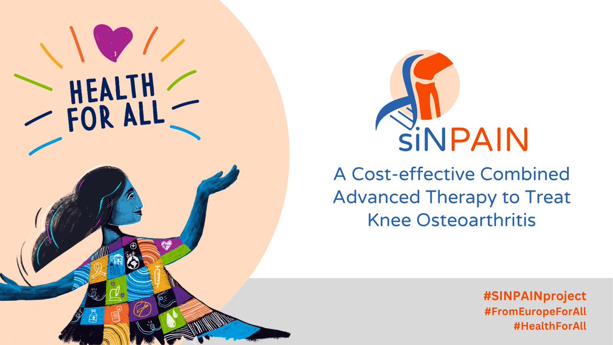 Tomorrow is #WorldHealthDay! 🌍 The #SINPAINproject is developing a new #osteoarthritis treatment with cutting-edge siRNA nanotherapeutics to enhance the quality of life for those affected.

Curious? Go to osteoarthritis-sinpain.eu for more.

#FromEuropeForAll #HealthForAll