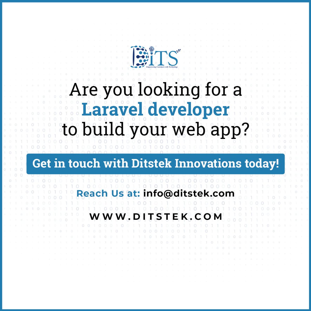 DitsTek's tweet image. #DitstekInnovations (#DITS) offer a pool of expert #LaravelDevelopers who can meet your specific development needs.
Reach out to us at: info@ditstek.com
Are you looking for a #Laraveldeveloper to build your web app?
Get in touch with us today!
#team #work #development
