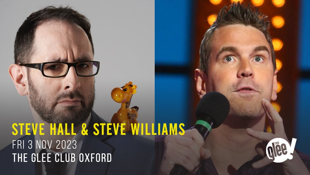 The Glee Club Oxford (@gleecluboxford) on Twitter photo 📢 NEW SHOW: After crushing it opening for Russell Howard <a href="/astevehall/">Steve Hall</a> & <a href="/stevewillcomedy/">Steve Williams</a> return to The Glee Club on Fri 3rd Nov with a double dose of comedy!
As seen on Michael McIntyre's Roadshow (Steve Williams) & A League of Their Own (Steve Hall)
🎟️ bit.ly/HallWilliamsOx… 📢 NEW SHOW: After crushing it opening for Russell Howard <a href="/astevehall/">Steve Hall</a> & <a href="/stevewillcomedy/">Steve Williams</a> return to The Glee Club on Fri 3rd Nov with a double dose of comedy!
As seen on Michael McIntyre's Roadshow (Steve Williams) & A League of Their Own (Steve Hall)
🎟️ bit.ly/HallWilliamsOx…