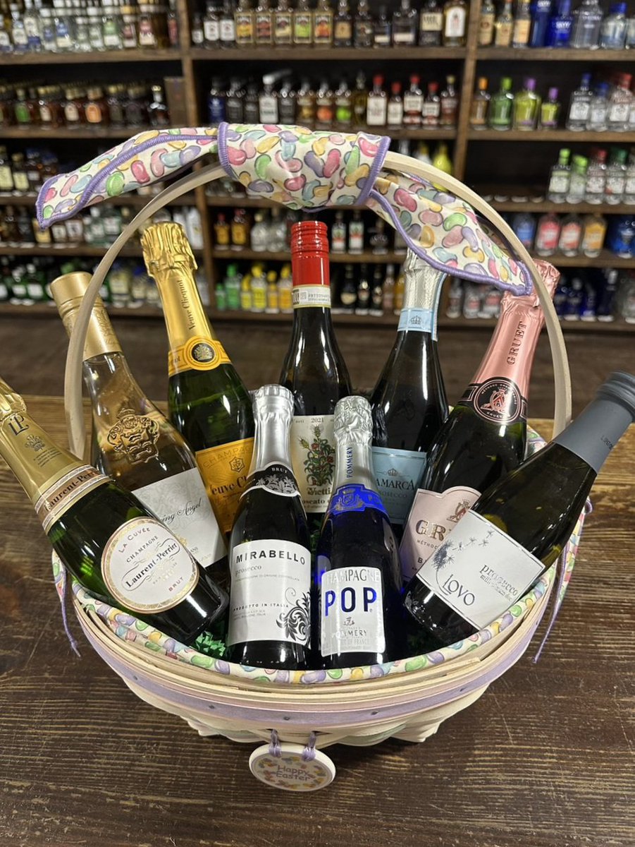 Our new selection of half and mini wine bottles are perfect to fill up an Easter basket with! (All wines are for sale individually and the basket is not available.) #easter #easterbasket #easterwine
