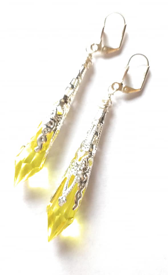 Bohemian Silver &amp; Lemon Ornately Stamped Lightweight Statement Earrings  📷  Handmade by me 📷 Also available in Clip Ons 📷 #Amazon #amazonsmile #MHHSBD #TheCraftersUK #CraftBizParty #UKMakers #shopsmall #handmade #supportsmallbusiness #UKSmallBiz amazon.co.uk/dp/B09XVGNPKN