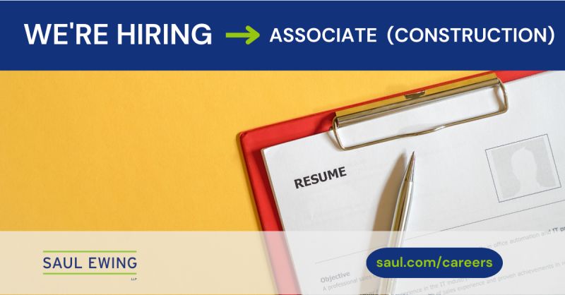 SaulEwing's tweet photo. Calling all Litigation Associates!
@SaulEwing is #hiring a litigation associate with 3-5 years of experience to join our Construction Practice. Office location flexible. Learn more and #apply here: https://t.co/K6IwcZ9lpq
#JobPost #JobOpening #LitigationAssociate https://t.co/cMFMUI3c6e
