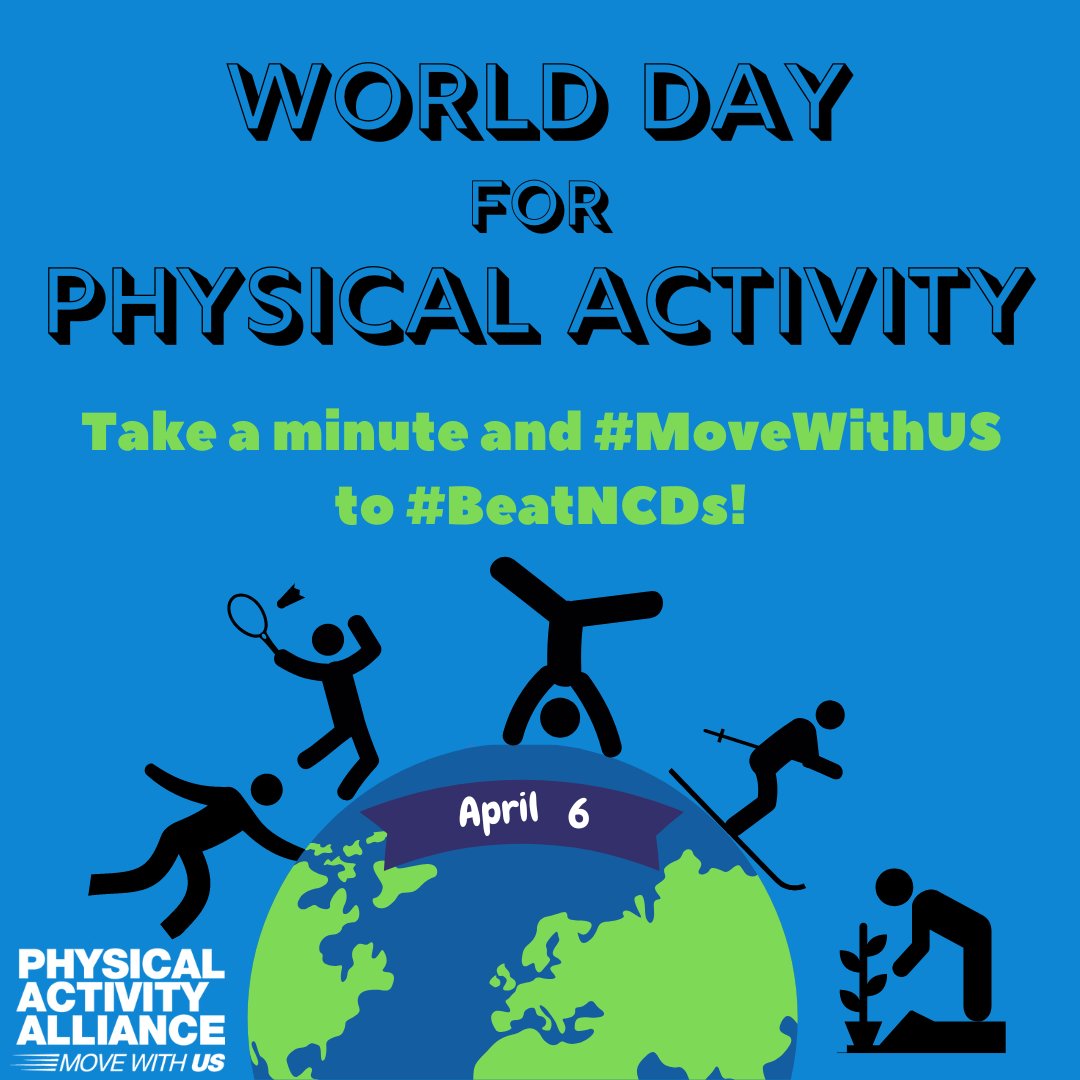 Happy World Day for #PhysicalActivity! Celebrate 2023's theme "Have a Good Time! Be Active!"

Just a few minutes of moving can have immediate health benefits, including lower anxiety, blood pressure, and better focus and sleep.

How will you #MoveWithUS? ispah.org/world-day-for-…
