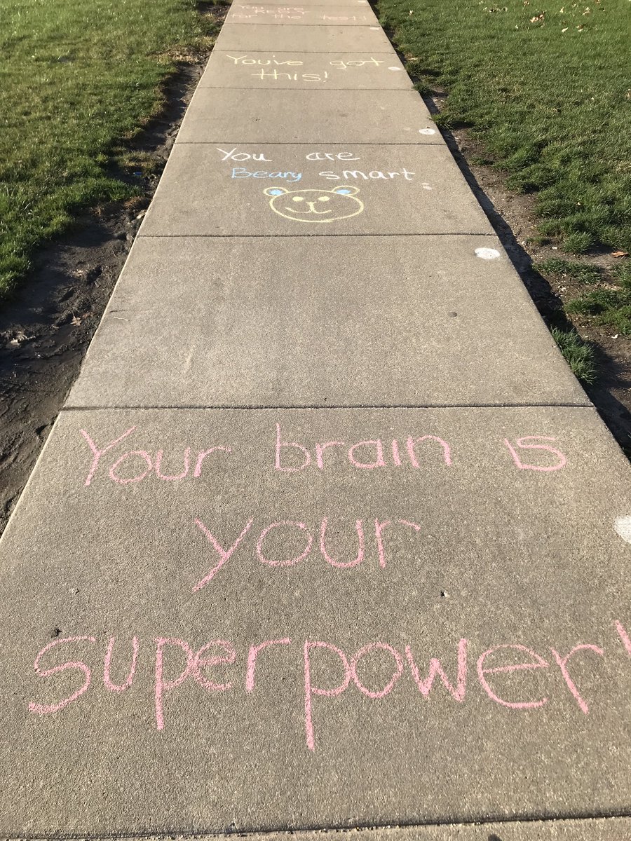 ReadingFitz's tweet photo. Welcoming our little superheroes as they get ready to complete their latest mission:  IAR! 🦸‍♀️ #yourbrainisyoursuperpower #chalkthewalk @CesakOR @OakRidgeNPD117 https://t.co/ks40UaDccY