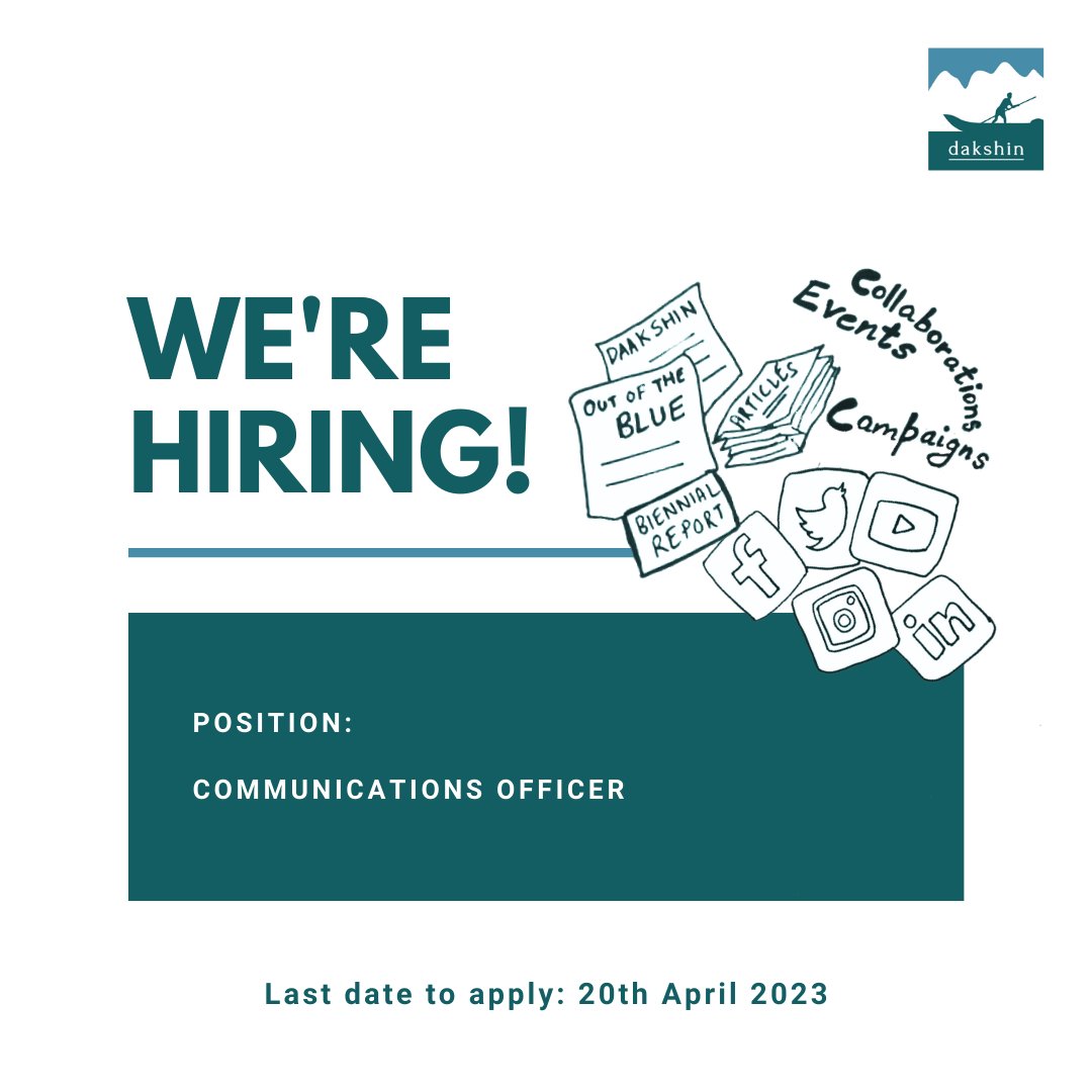 dakshin_seas's tweet photo. #JobAlert
Do you care about communicating different ideas to diverse groups of people? Do you like creating various kinds of content? Are you organised &amp; thoughtful?

If YES, we have multiple #opportunities for you in our #communications team!

Apply: https://t.co/MgcT3cH1y4 https://t.co/JEsteLSLZV