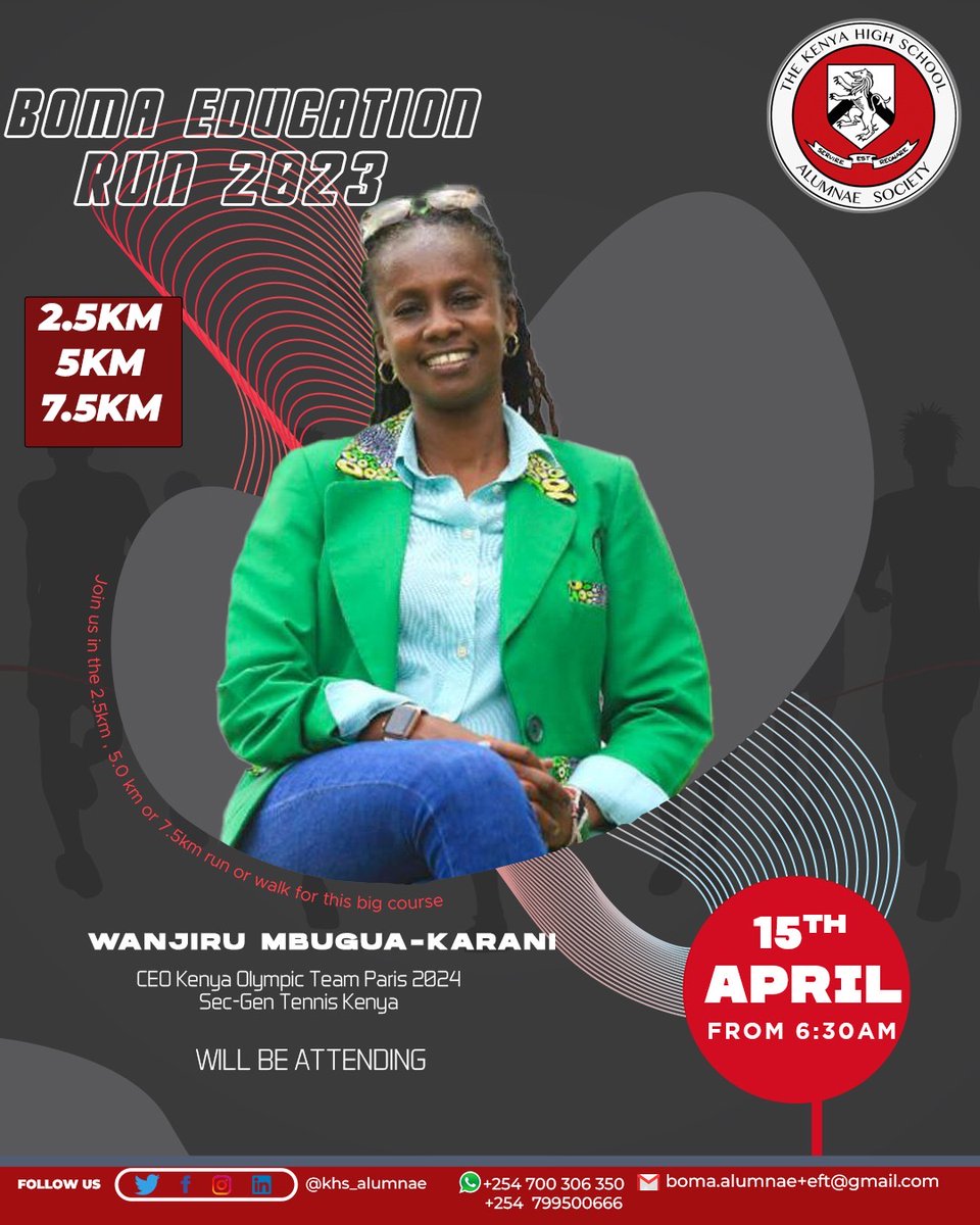 KHS_Alumnae's tweet photo. 📢 Calling #Bomarians &amp; friends of #Boma (@TheKenyaHigh) 📢 to join us for the #BomaEducationRun #BER2023, as we launch our #EndowmentFundTrust #KHSEFT, with these sports icons to flag us off!
@HKayangeOGW | #BarnabaKorir (@athletics_kenya) | @wanjiii (@tennis_kenya, @OlympicsKe) https://t.co/FWQck9vHlE
