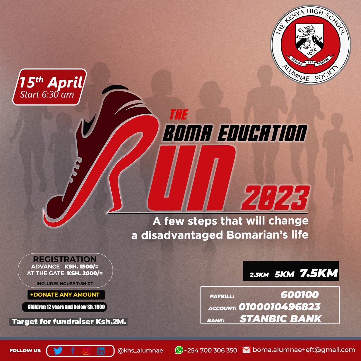 KHS_Alumnae's tweet photo. 📢 Calling #Bomarians &amp; friends of #Boma (@TheKenyaHigh) 📢 to join us for the #BomaEducationRun #BER2023, as we launch our #EndowmentFundTrust #KHSEFT, with these sports icons to flag us off!
@HKayangeOGW | #BarnabaKorir (@athletics_kenya) | @wanjiii (@tennis_kenya, @OlympicsKe) https://t.co/FWQck9vHlE