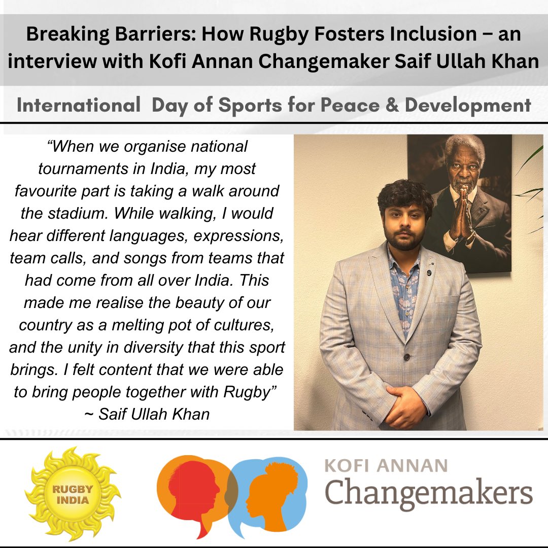 saif_khan02's tweet photo. Wish you all a Happy International Day of Sport for Development and Peace! ❤️

Read the Full Article here!
 https://t.co/7VOKthGqp6

#InternationalDayofSport #InclusionInSports #KofiAnnanChangemaker #UnityInSports
@RugbyIndia @asiarugby @WorldRugby @KofiAnnanFdn @RahulBose1 https://t.co/16V8lbtISo
