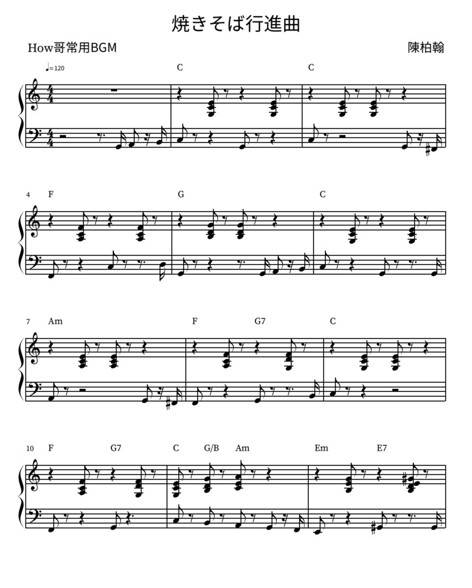 henry2005_0416's tweet image. 【焼きそば行進曲】/How哥常用BGM/鋼琴譜/打譜鋼琴cover
#Howfun
#How哥
#HowHow
