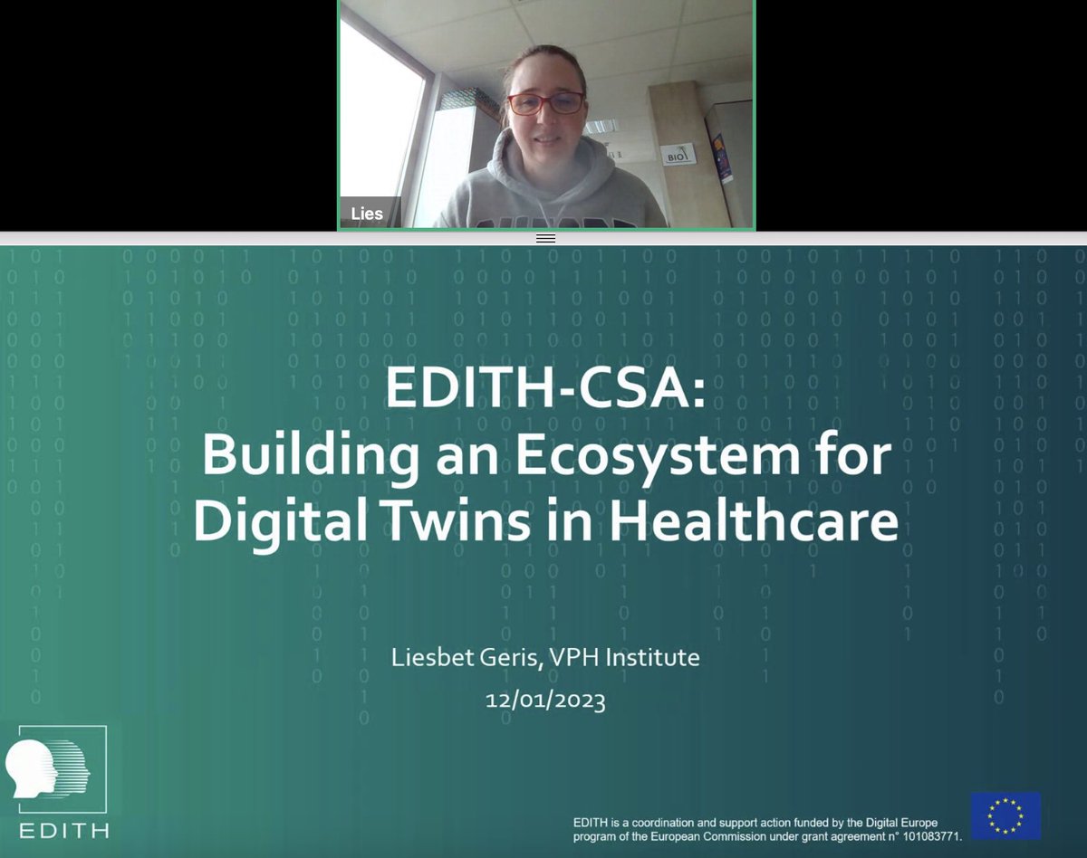 EDITH_CSA_EU's tweet image. Right now, online

@EU_Commission 
@VPH_Institute 

#VirtualHumanTwins #healthcare #insilico