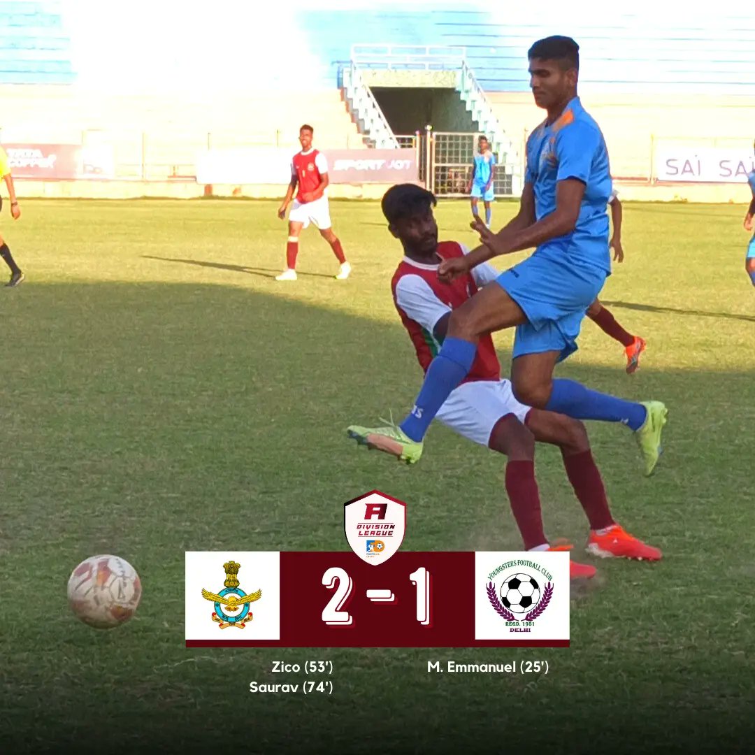 FootballDelhi's tweet photo. โ FULL-TIME!!
Air Force bags another W ๐ฅ
FT | IAF (PALAM) 2๏ธโฃ-1๏ธโฃ YFC
#FootballDelhi
#FDADL #FDADivisionLeague #ADivisionLeague #ADL #IndianFootball #FootballDelhiADivisionLeague #kheloindia https://t.co/yFP1COQgl1