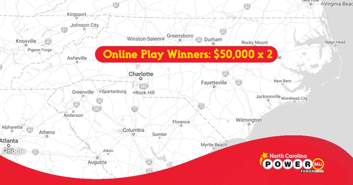 Two lucky tickets purchased via Online Play won $50,000 in last night's #Powerball drawing! Congratulations to the winners! Check your inboxes #NCLottery players! https://t.co/uOM3MW1i9z