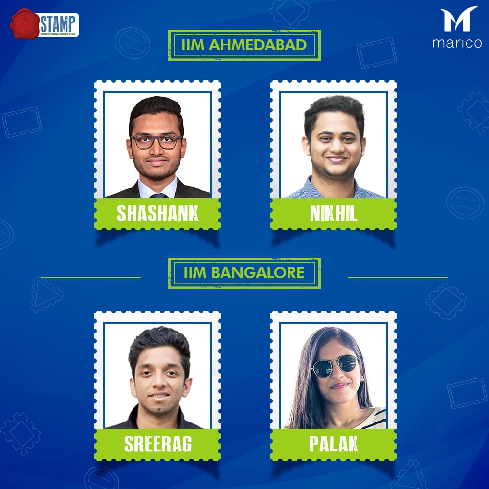 MaricoLimited's tweet photo. Presenting Marico's #Stamp23 Interns from India's leading B-schools who are all set to get #StampedForSuccess! ✨

Stay tuned and watch our interns as they learn, grow, and take on exciting new challenges during their internship with us and till then let's all wish them the best! https://t.co/zImJwgRezG