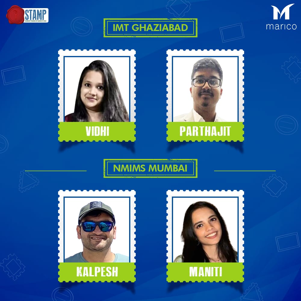 MaricoLimited's tweet photo. Presenting Marico's #Stamp23 Interns from India's leading B-schools who are all set to get #StampedForSuccess! ✨

Stay tuned and watch our interns as they learn, grow, and take on exciting new challenges during their internship with us and till then let's all wish them the best! https://t.co/zImJwgRezG