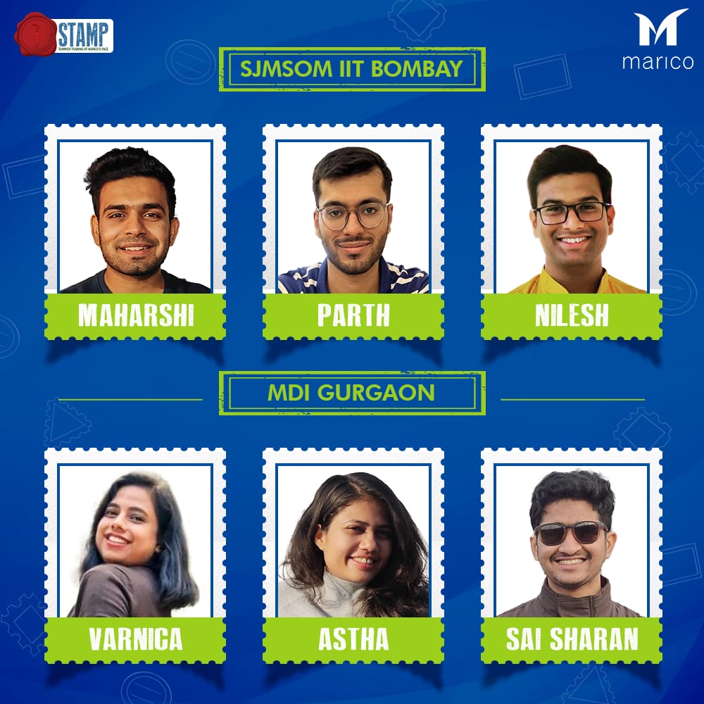 MaricoLimited's tweet photo. Presenting Marico's #Stamp23 Interns from India's leading B-schools who are all set to get #StampedForSuccess! ✨

Stay tuned and watch our interns as they learn, grow, and take on exciting new challenges during their internship with us and till then let's all wish them the best! https://t.co/zImJwgRezG
