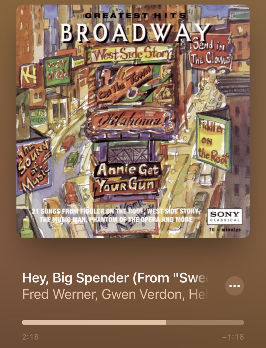Just going to have this song on repeat all day. #broadway #sweetcharity #heybigspender #thursdaytunes