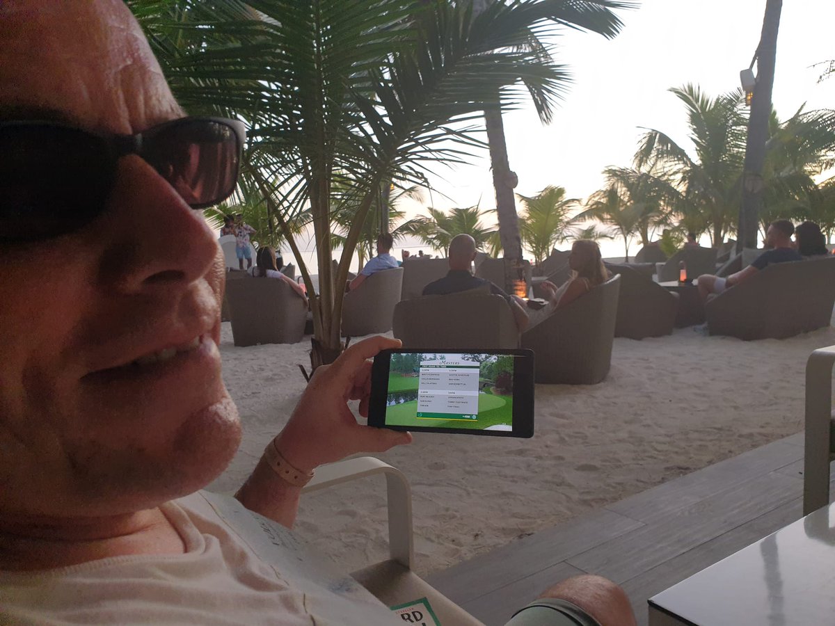Watching #themasters live during a Maldives sunset. Win win.
