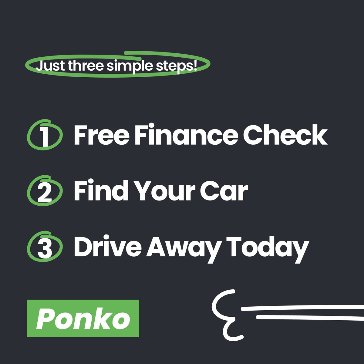 Find your perfect car in three easy steps:

1. Free finance check with an easy 60-second application 💰

2. Find your car 🚘

3. Drive away the same day or visit our showroom to
pick up 🏎

#ponko #dontgetpunked #cardeals #ponkocars #cardealership #cardeals