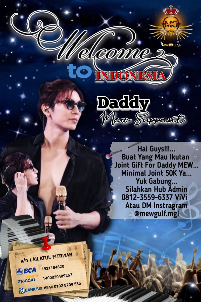 Mg2104Vivi's tweet photo. Hai hai hai...buat kamu yang tidak bisa hadir di acara konser daddy MEW, jangan sedih ya...kita buka joint gift for daddy MEW...kita maaih bisa memberikan hadiah kenang-kenangan buat daddy okeh...yang mau joint silhkan pc wa yg tertera oke🥰😘😘😘

#MewSuppasit 
#daddymew https://t.co/eKRsbHAqge