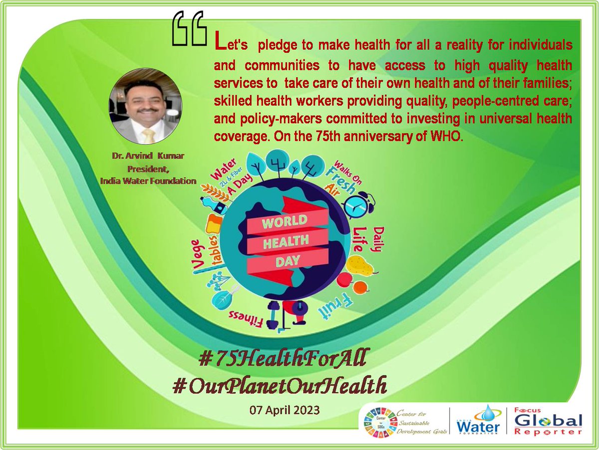 #WorldHealthDay2023 #75HealthforAll #HealthierTomorrow #AzadiKaAmritMahotsav #YogaMahotsav #HarGharHealthy #OurPlanetOurHealth #HealthFirst #BetterHealthWeek #Health #climate #ClimateCrisis #ClimateAction #Wellbeing #OurPlanet #SDGs #GlobalGoals #ActNow @PMOIndia @g20org