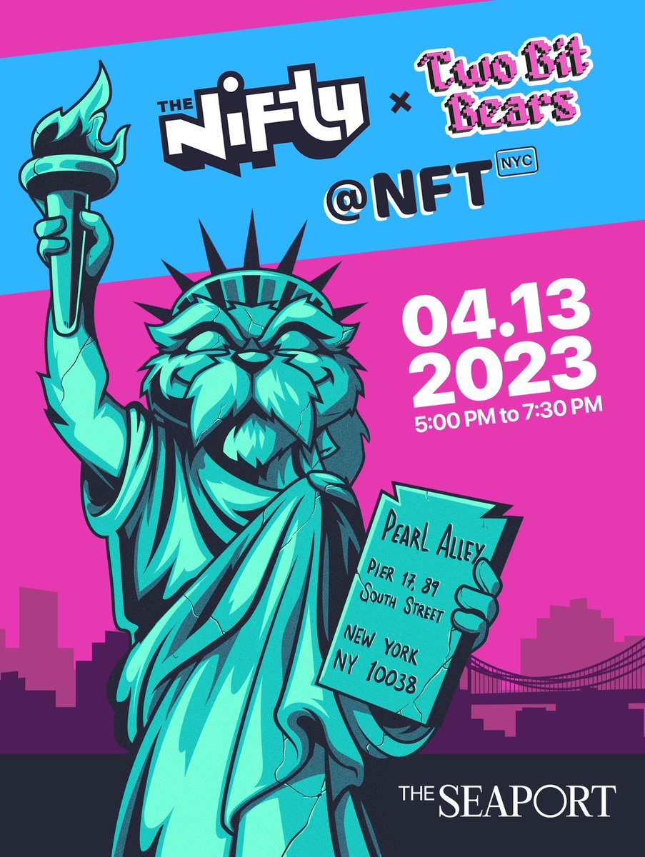 bodoggos's tweet image. Today&apos;s free NFT: The Nifty at NFT NYC!

How to claim:  
1. Go to thenifty.com/claim and enter your email    
2. Confirm your email  
3. Enter the password &quot;twobitbears2nyc&quot;  
4. Enjoy!

Who was able to claim the statue of Buddy? 🗽