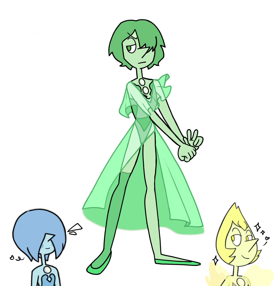 Kascarazz's tweet photo. Decided to post about my fan made fusion I did a couple days ago since Steven universe is trending again.
If you couldn’t tell this is green Pearl also I have no idea what she’s doing with her arms. #StevenUniverse #fusion #stevenuniversefanart #artmoots #ONEPIECE1080 https://t.co/AJPhvVira2