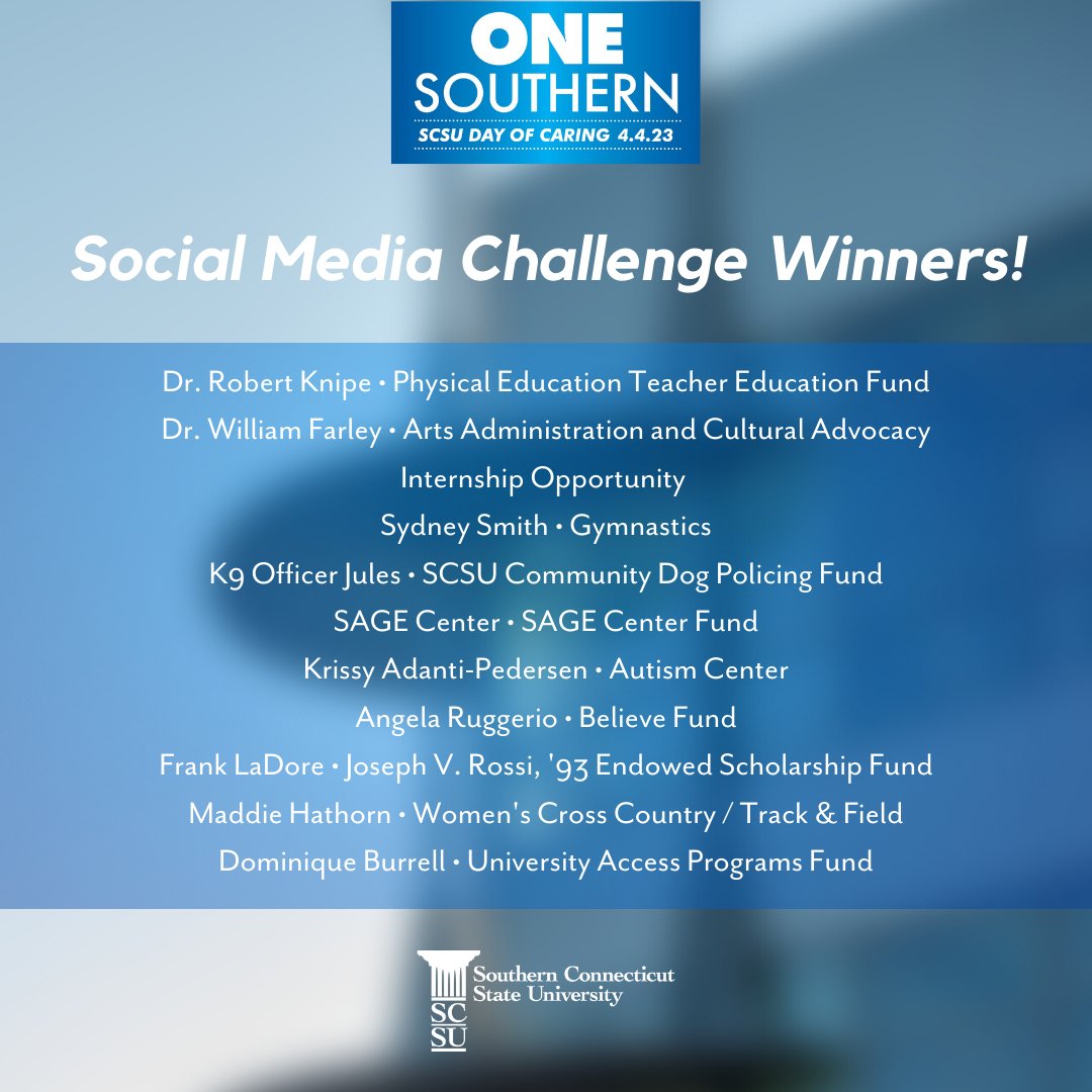 SCSU's tweet photo. ๐ From our Social Media Challenge to Power Hours, #SCSUDayofCaring was all about bringing our community together in support of our students.
Check out the big winners below: #ONESouthern https://t.co/51bPrr6Qy6 https://t.co/0SxhuGGMxM