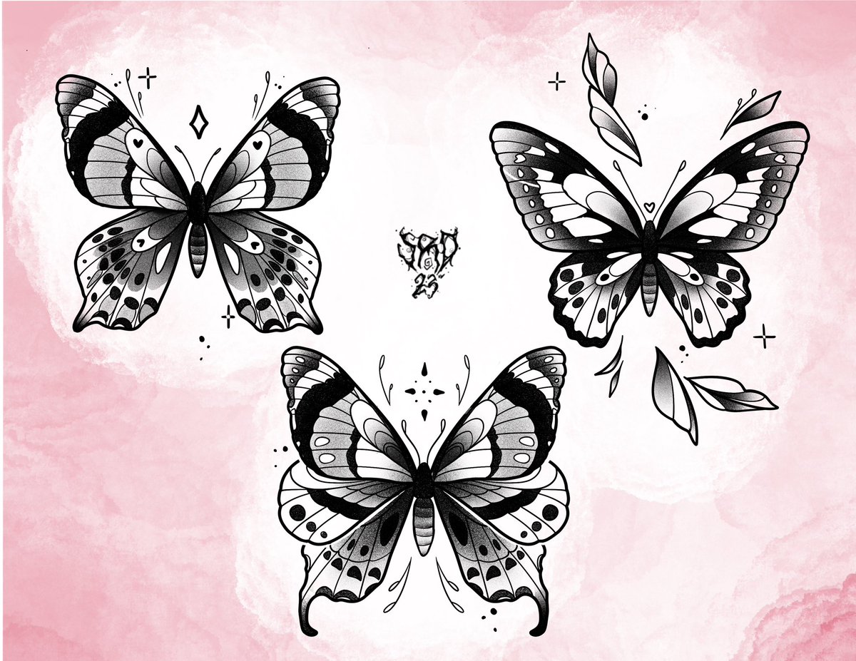 Darlingtontatto's tweet photo. ✨💖BUTTERFLYS💖✨
Heres sum tags 🥰
#tattooartist #tattoo #fyp #tattooapprentice #nonbinary #work #artwork #art #detriottatooartist #michigan #michigantattooartist #westmidtattooartist #midwest #neotrad #neotraditional #neotraditionaltattoo #flash #wannados #blackandgreytattoo https://t.co/DD0n0j9LKp