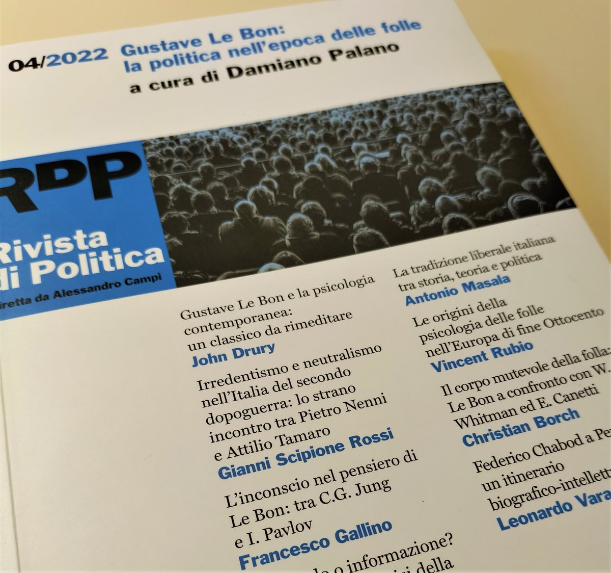 Damiano Palano (@damianopalano) on Twitter photo Ecco il fascicolo della "Rivista di Politica" dedicato a Gustave Le Bon! Mi pare venuto bene! Grazie a <a href="/ProfJohnDrury/">John Drury</a>, Christian Borch, Vincent Rubio, Francesco Gallino, Michela Nacci, <a href="/mazzuele/">Samuele Mazzolini</a>. E grazie anche al direttore <a href="/alecampi61/">Alessandro Campi - Rivista di Politica</a> e a <a href="/rubbettinobooks/">Rubbettino Editore</a>
<a href="/Polidemos_UCSC/">Polidemos</a> Ecco il fascicolo della "Rivista di Politica" dedicato a Gustave Le Bon! Mi pare venuto bene! Grazie a <a href="/ProfJohnDrury/">John Drury</a>, Christian Borch, Vincent Rubio, Francesco Gallino, Michela Nacci, <a href="/mazzuele/">Samuele Mazzolini</a>. E grazie anche al direttore <a href="/alecampi61/">Alessandro Campi - Rivista di Politica</a> e a <a href="/rubbettinobooks/">Rubbettino Editore</a>
<a href="/Polidemos_UCSC/">Polidemos</a>